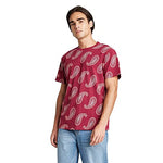 Adult Floral Print Relaxed Fit Short Sleeve T-Shirt - Original Use Red