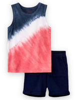 Toddler Boys' 2pc Tie-Dye Jersey Knit Tank Top and French Terry Shorts Set - Cat & Jack Blue 2T