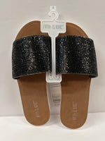 Womens Fifth & Luxe Rhinestone Slide Sandals - Black Size 8 (Retail Price $36)