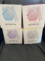 Two Piece Serving Set, Diamond Embossed Ice Bucket & Tongs (Retail Price $19.99)