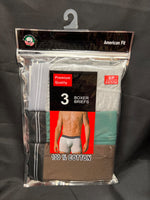 American Fit Premium Quality Boxer Briefs - Pack of 3 - Size S Color: Brown, Green, Grey (Retail Price $19.99)