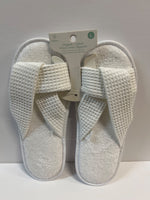 Haven Large Criss Cross Bath Slippers in Bright White - Size L (Retail Price $12)