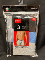 American Fit Premium Quality Boxer Briefs - Pack of 3 - Size S - Color: Light Grey, Blue, Black (Retail Price $19.99)