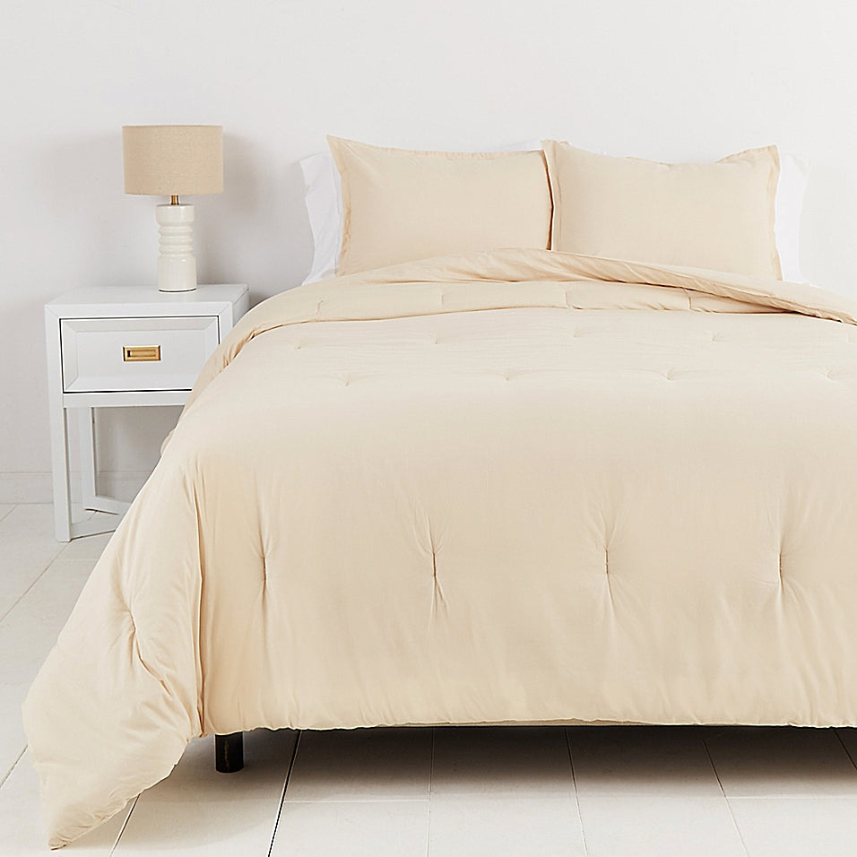 Simply Essential Garment Washed Solid 2-Piece Twin/Twin XL Comforter Set in Sandshell (Retail Price $100)