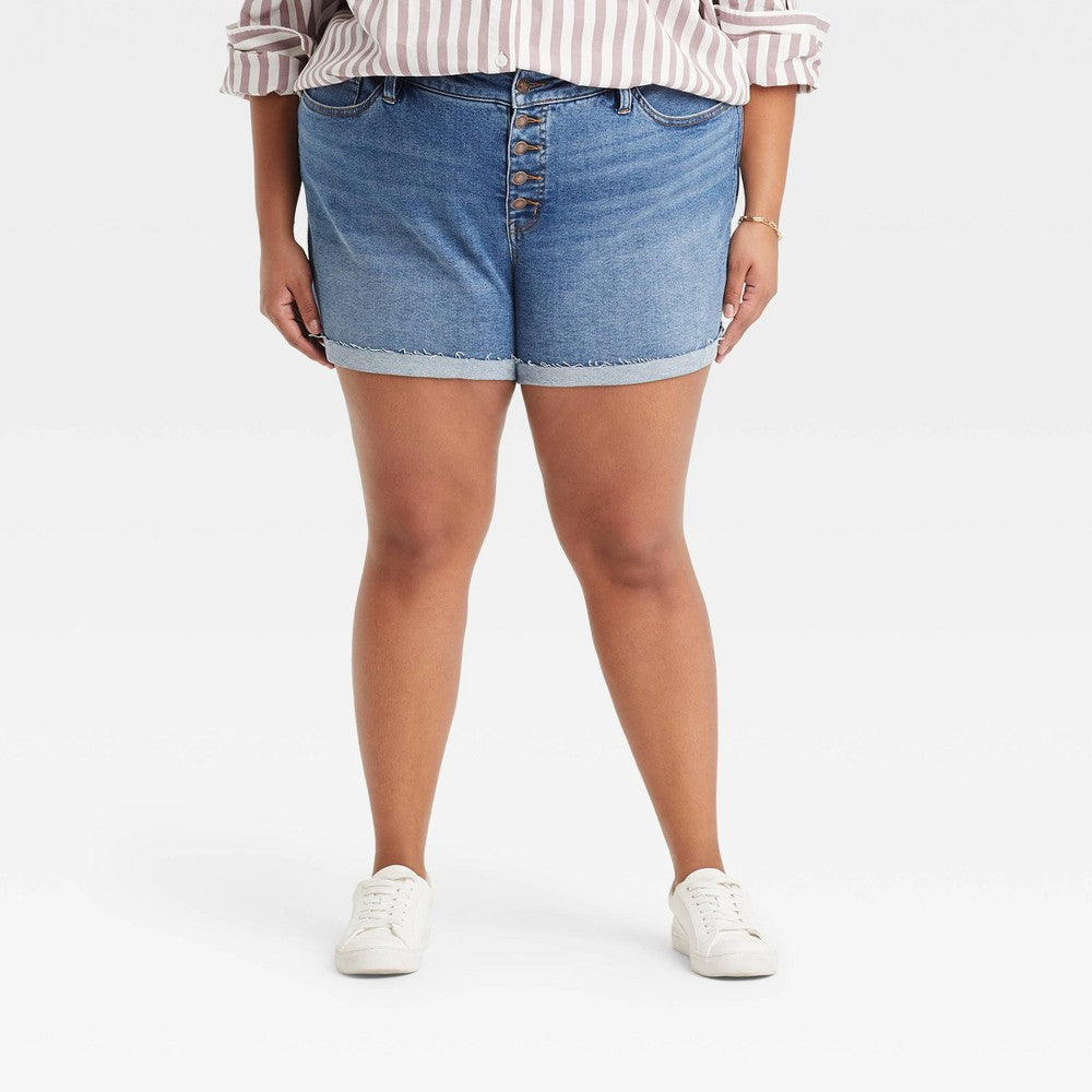 Women S Plus Size 20W Mid-Rise Jean Shorts - Ava & Viv™