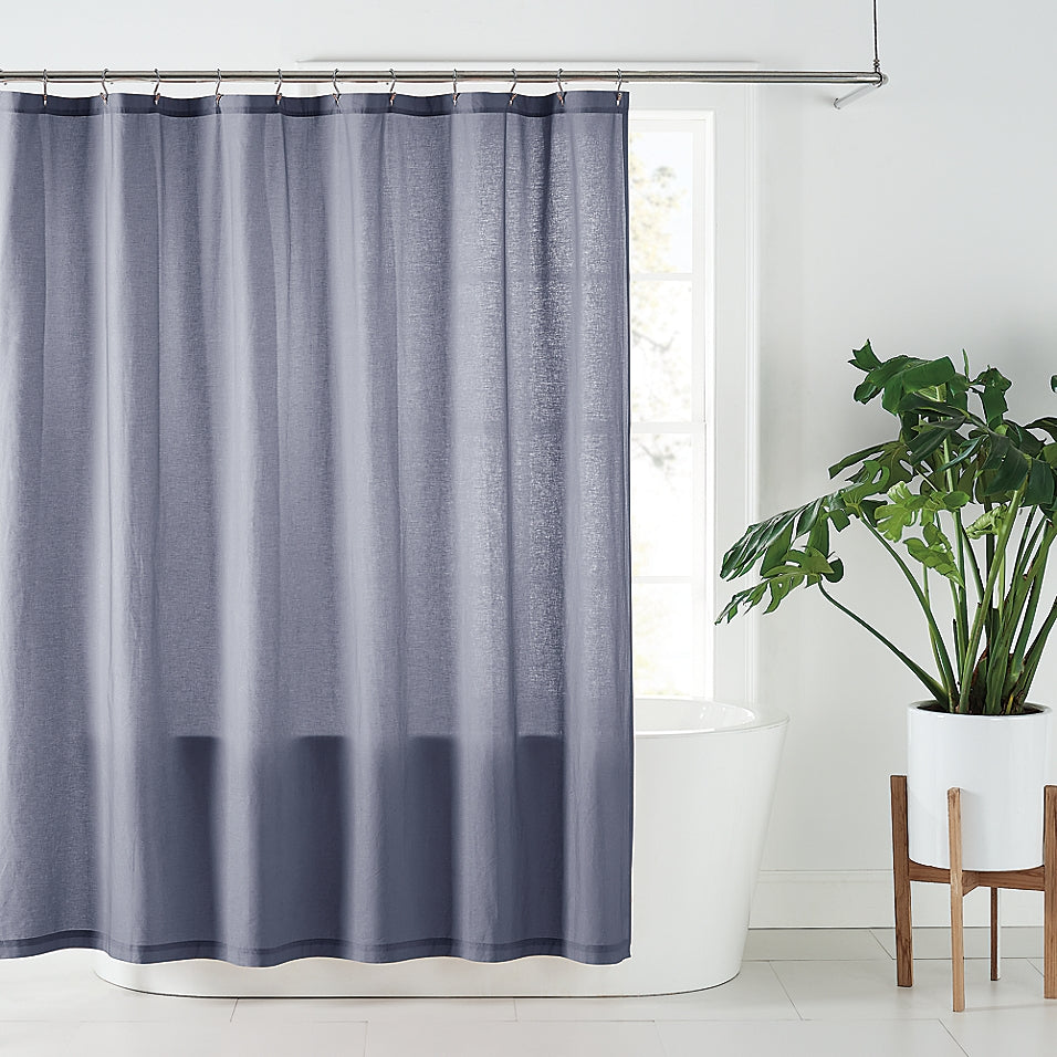 Nestwell 72" X 98" Solid Hemp Shower Curtain in Folkstone Grey/Blue (Retail Price $65)