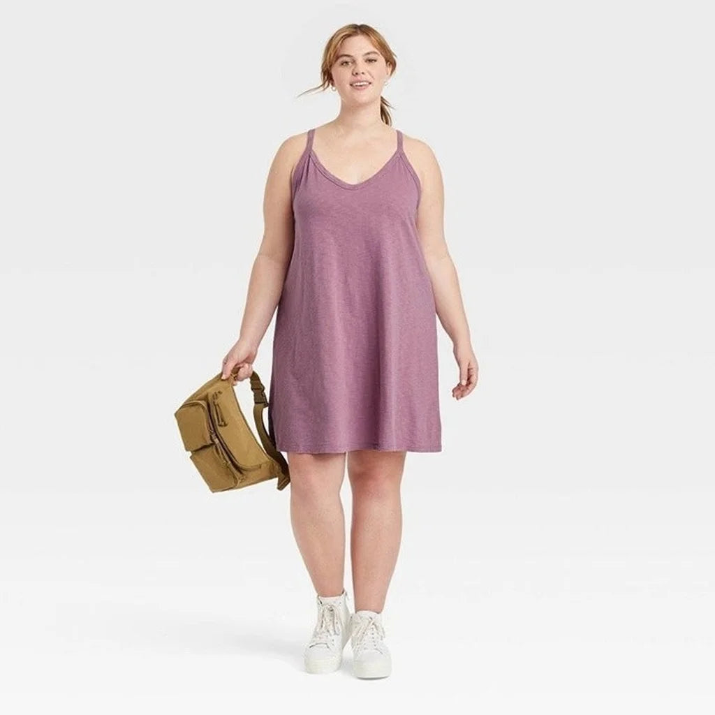 Women's Plus Size Racer Back Knit Tank Dress - Universal Thread Purple 2X