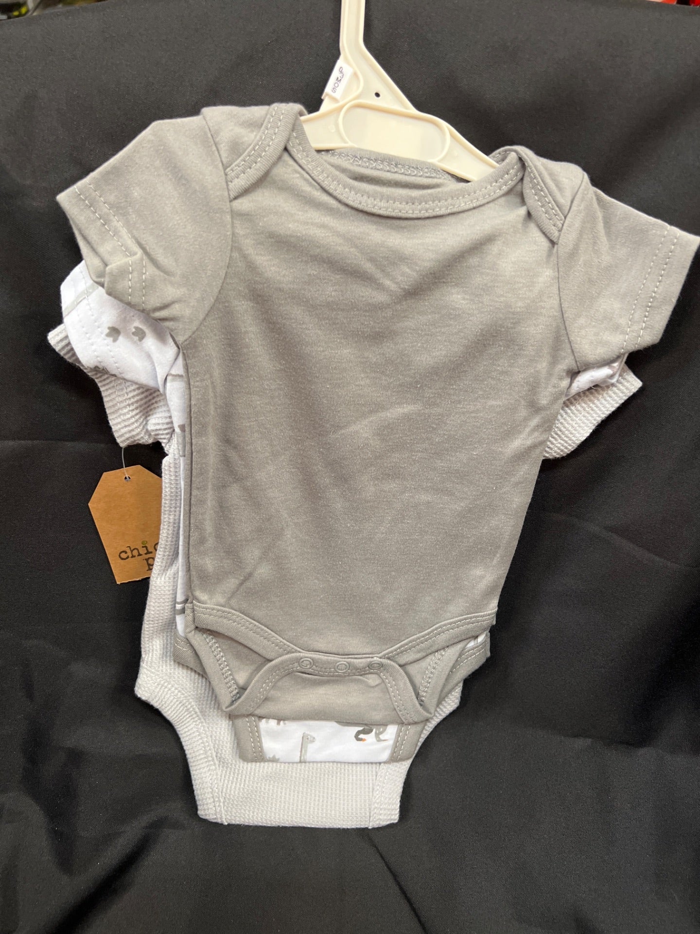 Chick Pea Infant 3 Pack Bodysuits - Grey - 0-3m (Retail Price $21.99)