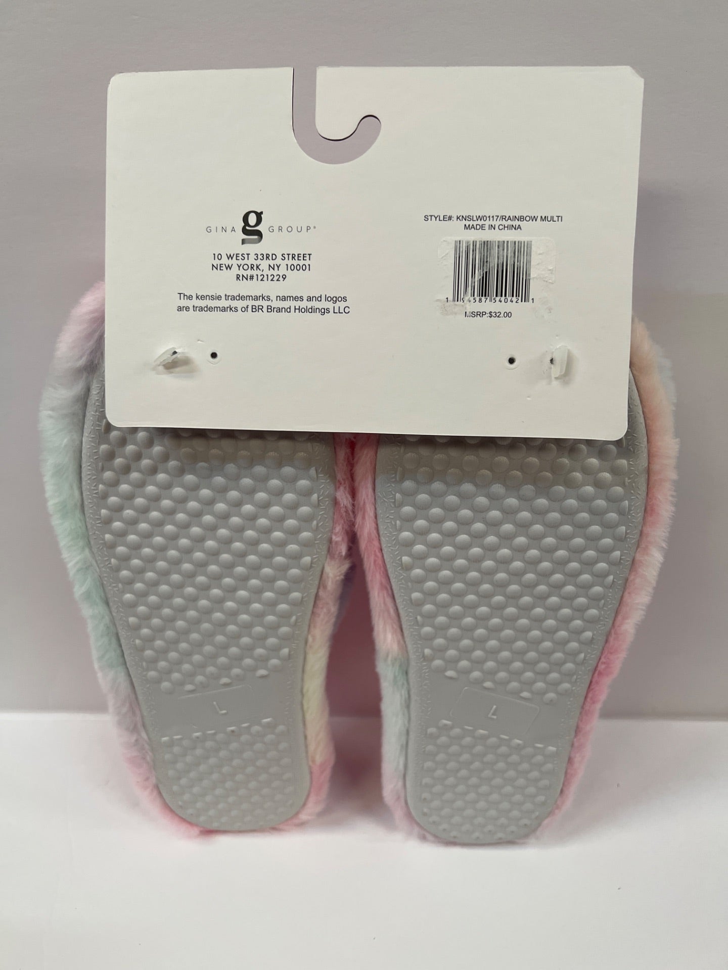 Women's Kensie Memory Foam Pink/Blue Tie-Dye Faux Fur Slippers - Size 9 (Retail Price $32)