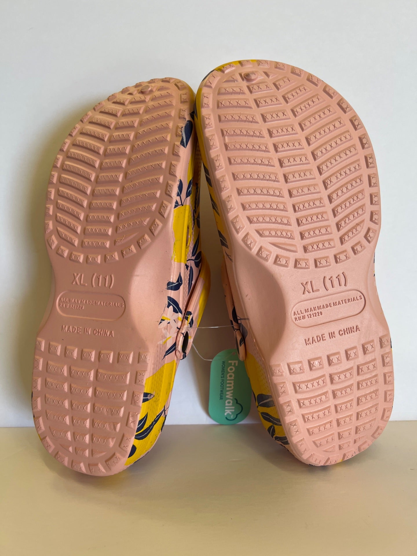 Foamwalk clogs - Pink/Yellow Pattern - Size 11 (Retail Price $20)