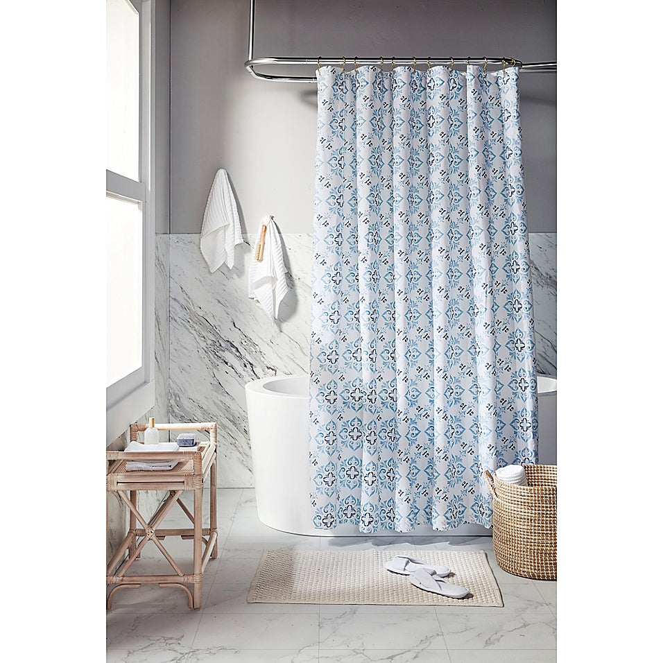 Everhome 72-Inch X 72-Inch Eloise Medallion Standard Shower Curtain in Skyway (Retail Price $45)