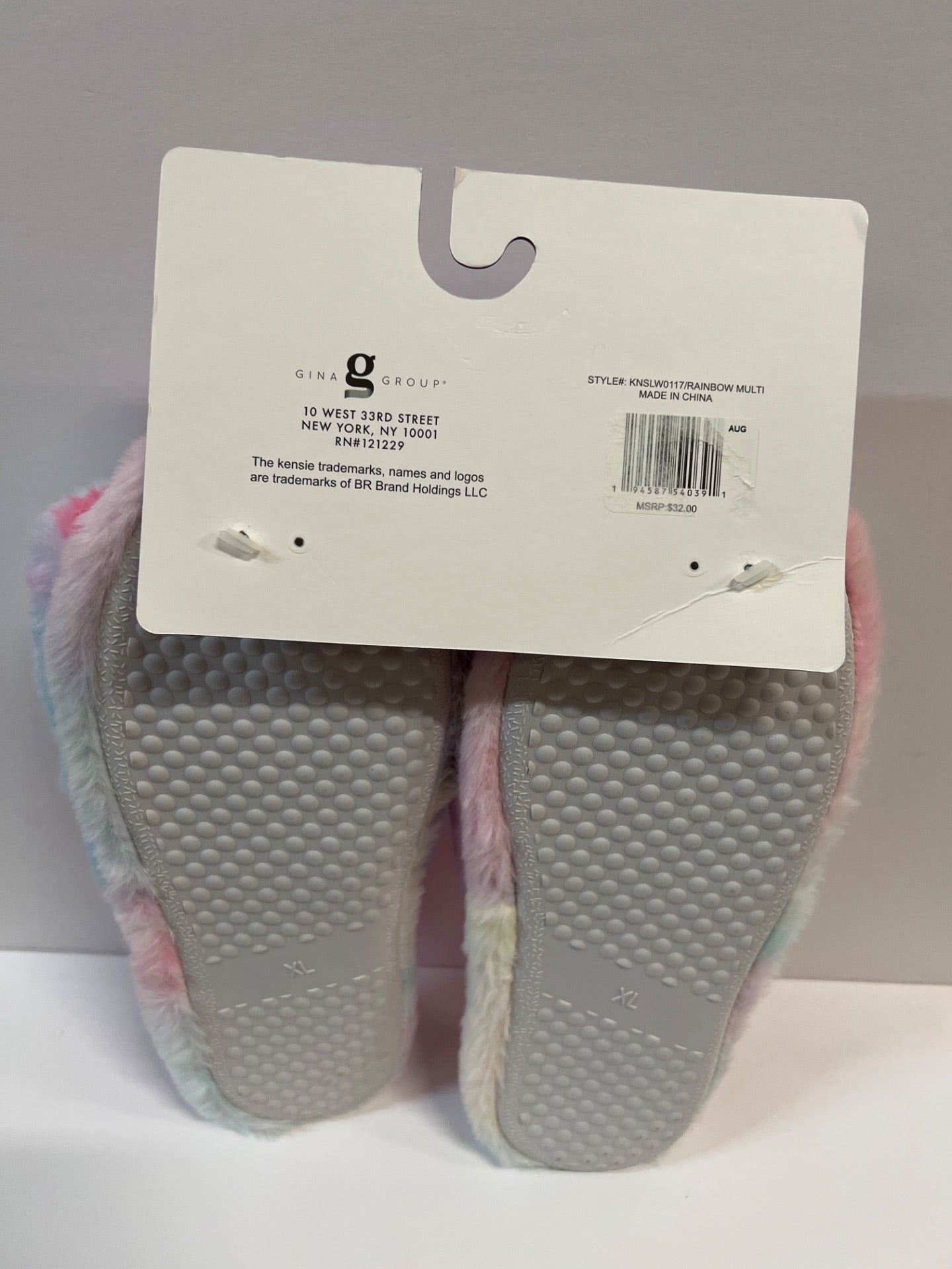 Women's Kensie Memory Foam Pink/Blue Tie-Dye Faux Fur Slippers - Size 10/11 (Retail Price $32)