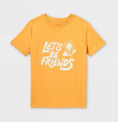 Let's Be Friends' Short Sleeve Graphic T-Shirt - Cat & Jack™ Mustard Yellow