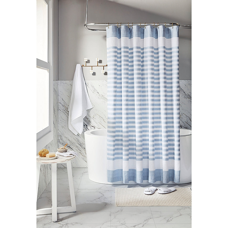 Everhome Samson Coastal Stripe 72-Inch X 72-Inch Shower Curtain in Skyway (Retail Price $45)