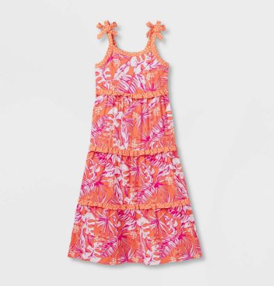 Girls' Sleeveless Mixed Media Tiered Maxi Dress - Cat & Jack™ Orange XL