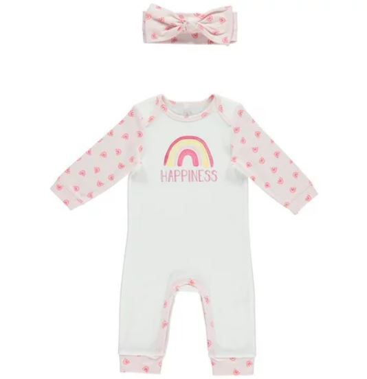 Le Top Bebe Baby Girl 2 PC Unfooted "Happiness"- 3-6 Months (Retail Price $21.99)