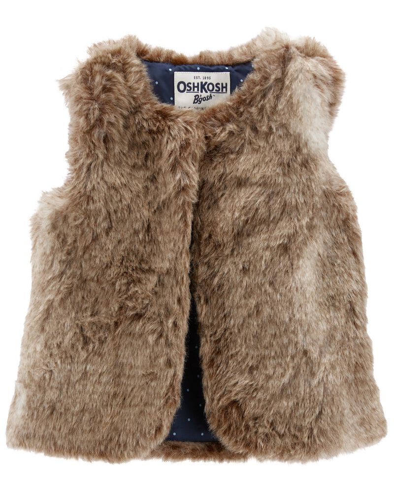 OshKosh Toddler Faux Fur Vest - Tan