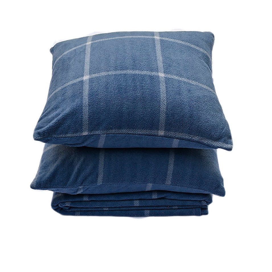 Simply Essential 3-Piece Windowpane Plaid Throw Blanket and Throw Pillow Bundle in Navy (Retail Price $45)