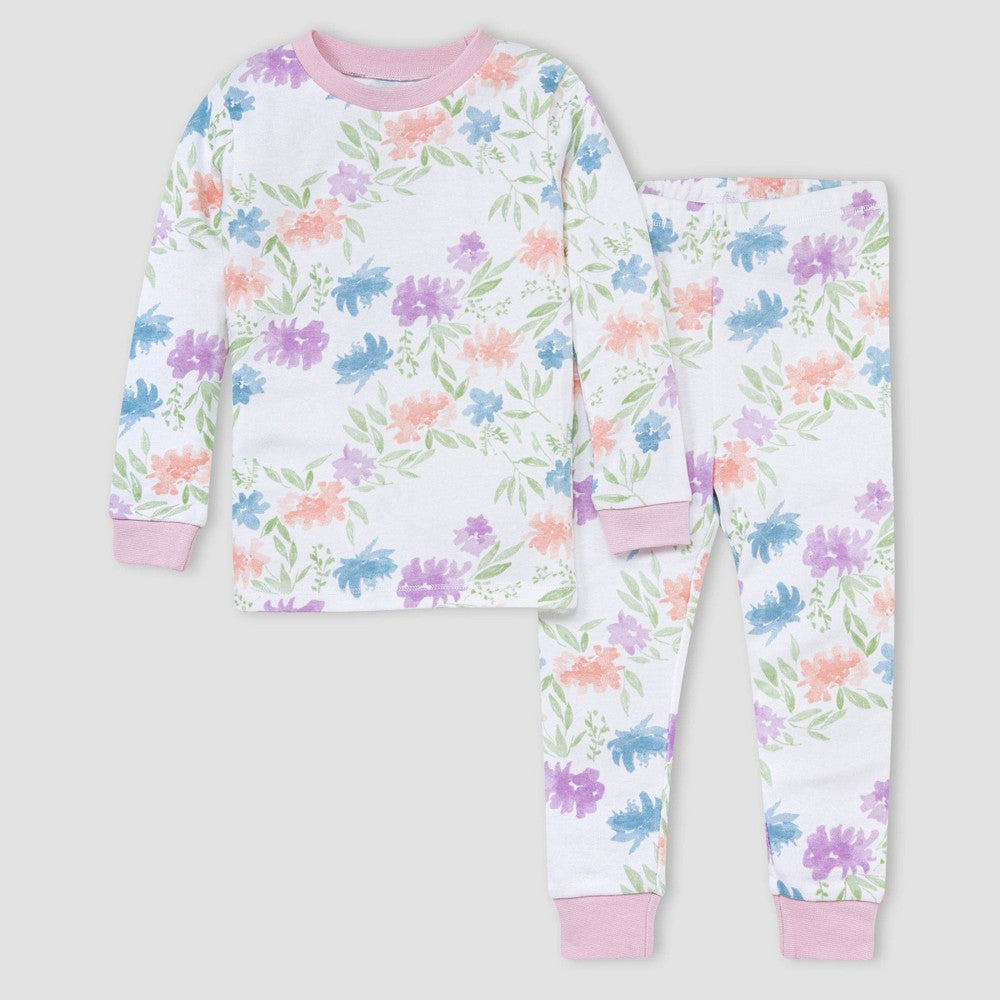 Burt's Bees Baby® Toddler Girls' 2pc Floral Print Snug Fit Pajama Set - 2T