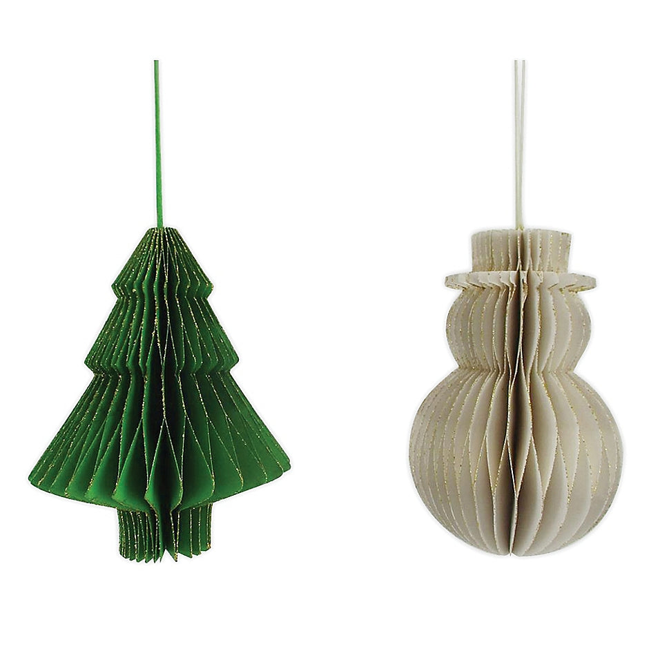 H for Happy 4-Inch Paper Tree Ornaments (Set of 2)