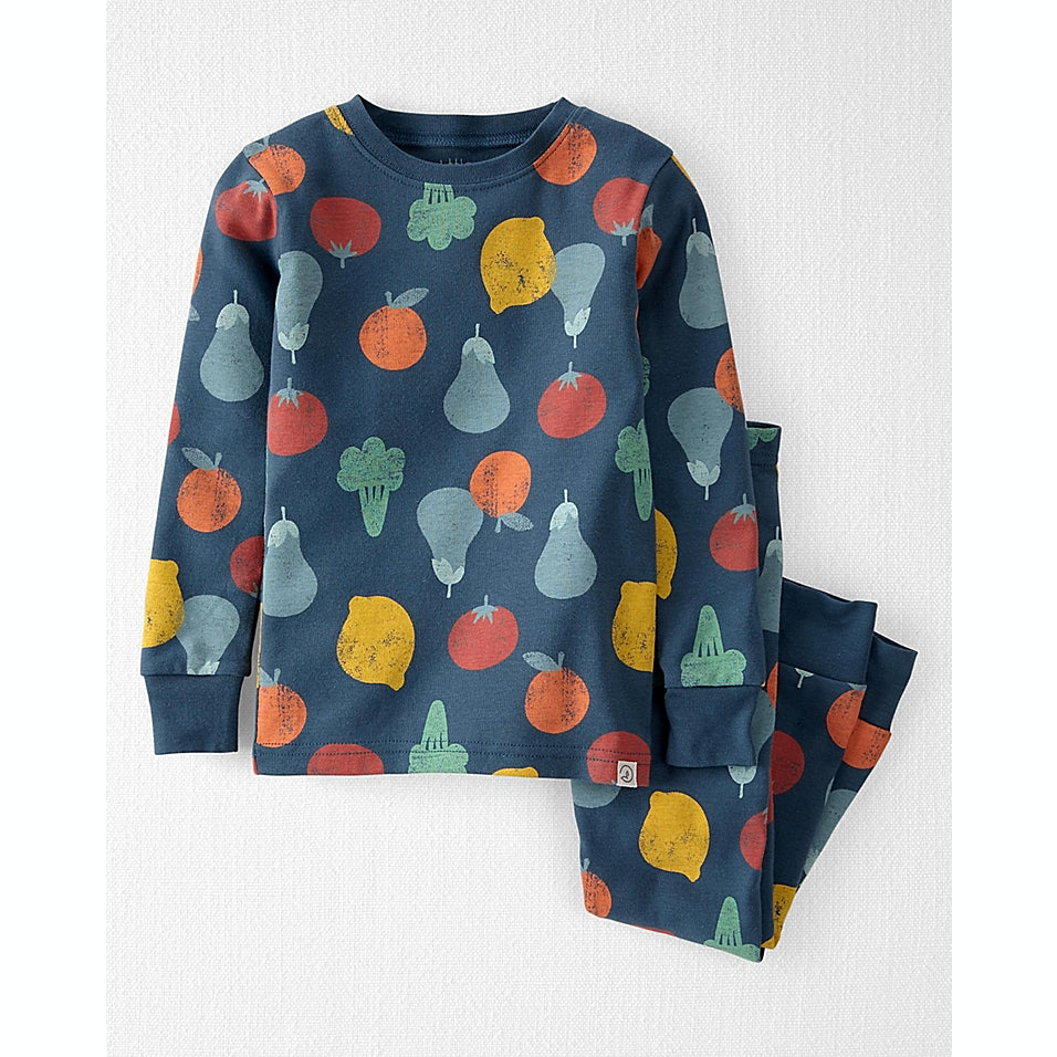 little planet by carter's Toddler 2pc Fruits and Veggies Organic Cotton Pajama Set - Navy 12M, Blue