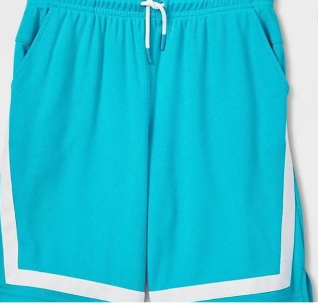 Boys' Side Striped Mesh Shorts 7.5" - All in Motion Turquoise Blue L