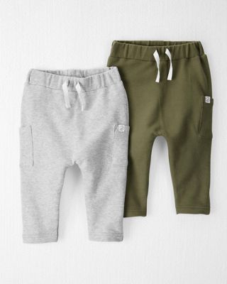 Carter's Size 2-Pack Organic Cotton Sweatpants in Grey/Olive - Newborn