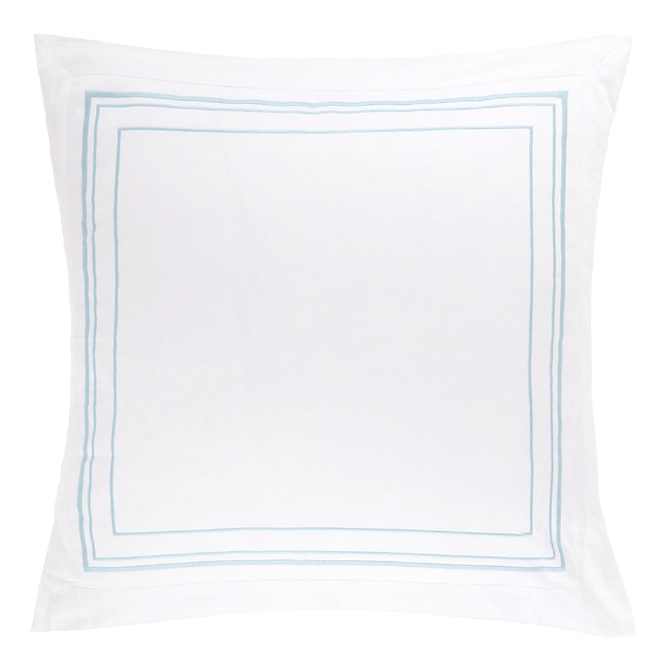 Everhome Sullivan Triple Baratta 400-Thread-Count European Pillow Sham in White/Skyway (Retail Price $60)