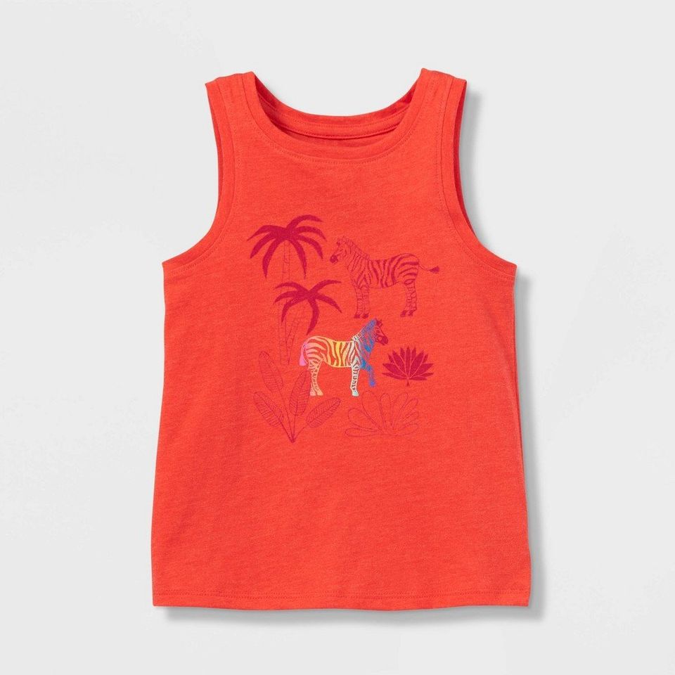 Toddler Girls Rainbow Zebra Knit Graphic Tank Top - Cat & Jack Orange