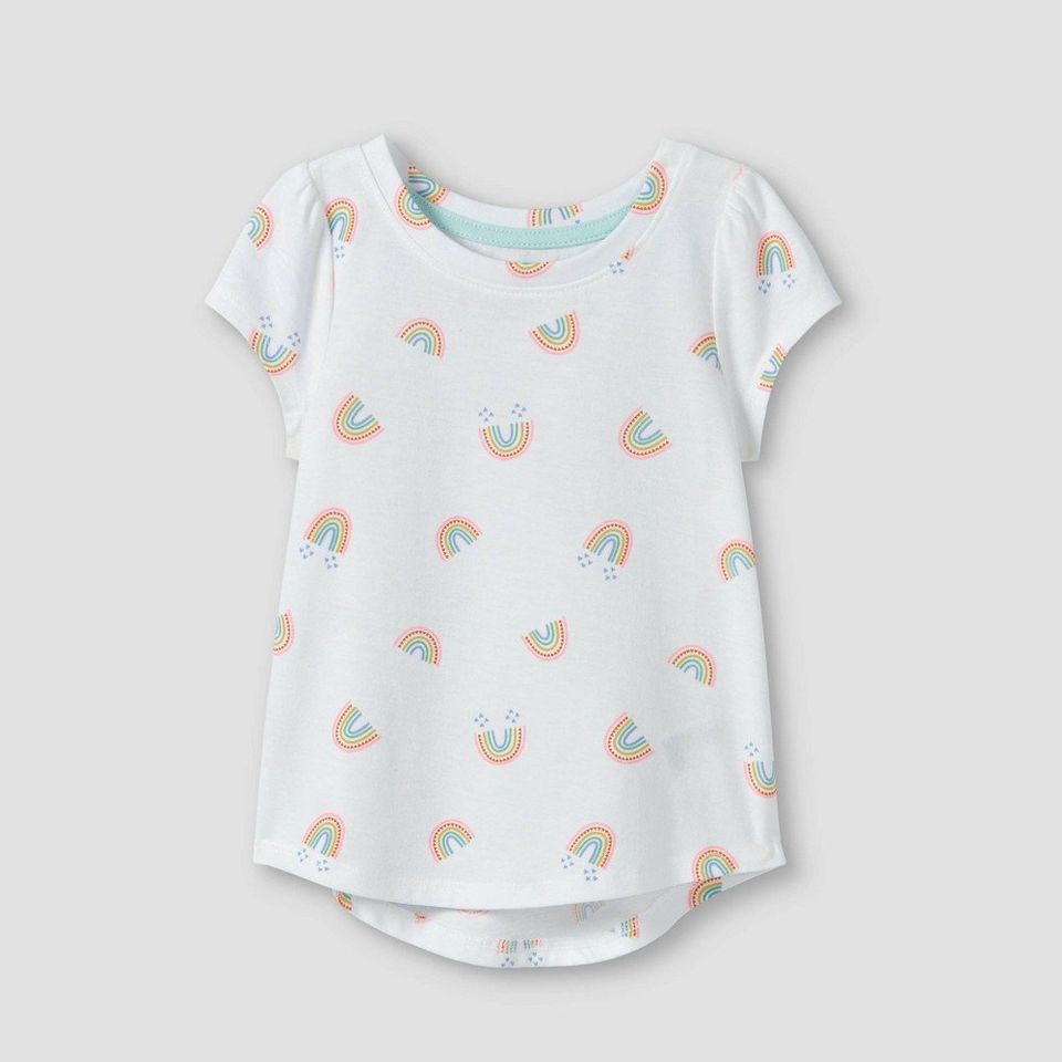 Toddler Girls' Rainbow Short Sleeve T-Shirt - Cat & Jack White 3T