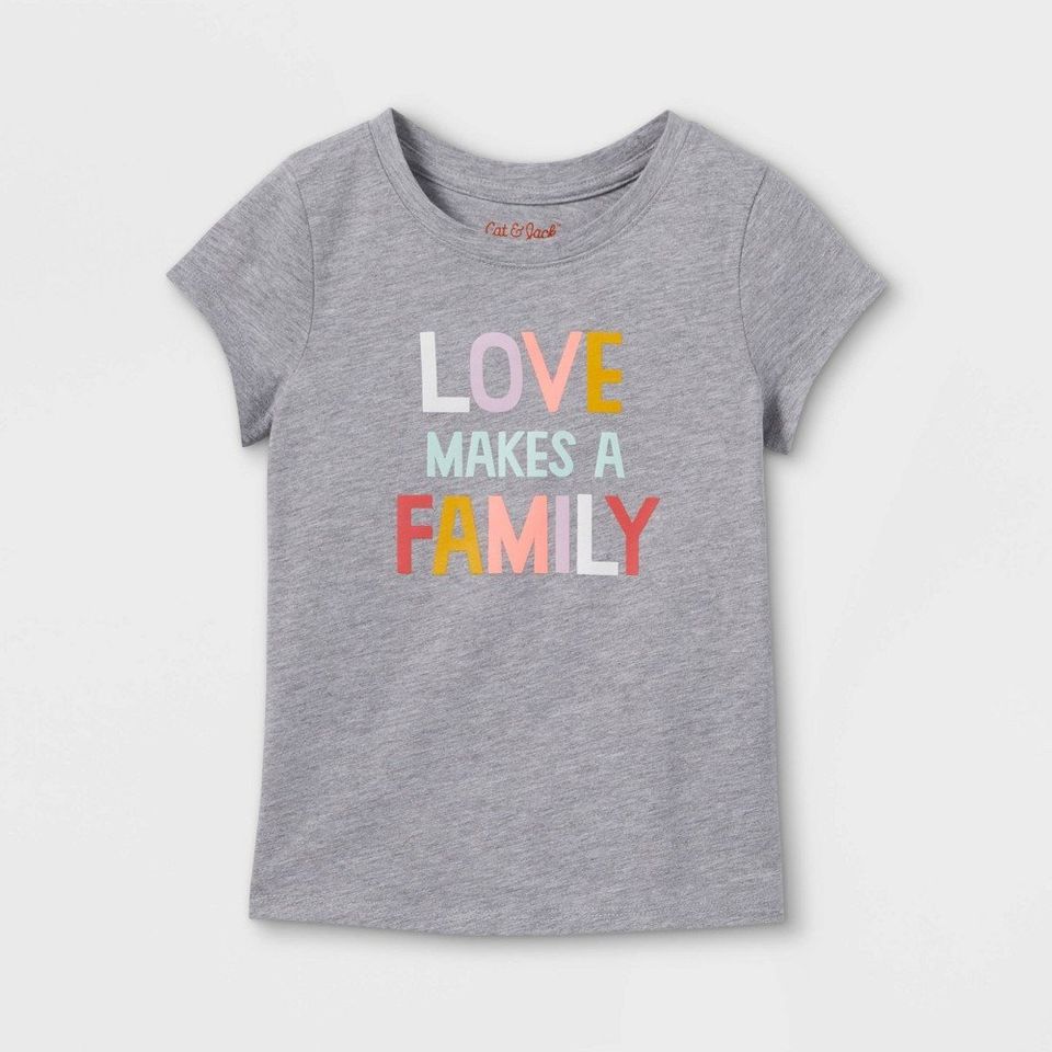 Toddler Girls' 'Love Makes a Family' Graphic T-Shirt - Cat & Jack Gray 18M