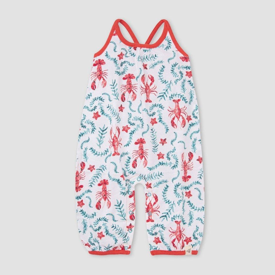 Burt's Bees Baby Baby Girls' Organic Cotton Lobster Maze Jumpsuit - White 3-6M