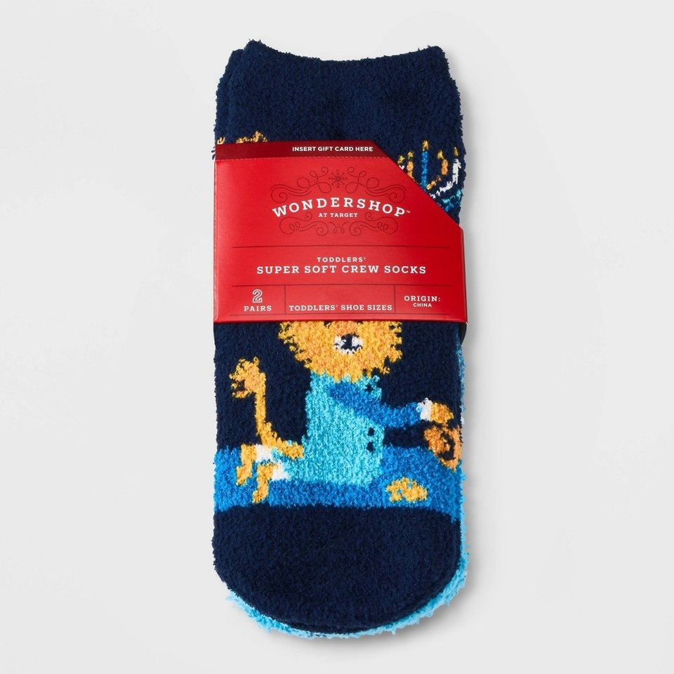 Toddler Hanukkah Lions 2pk Cozy Crew Socks with Gift Card Holder