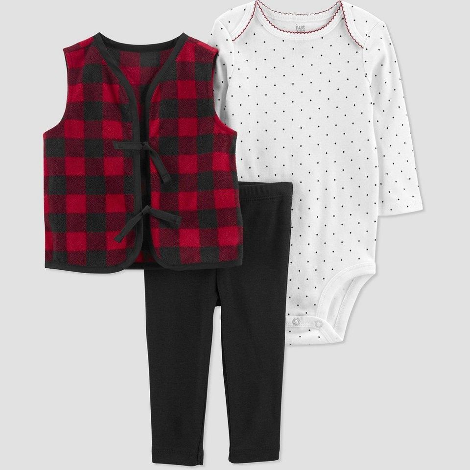 Carter's Just One You Baby Girls' Buffalo Check Top & Bottom Set - Red