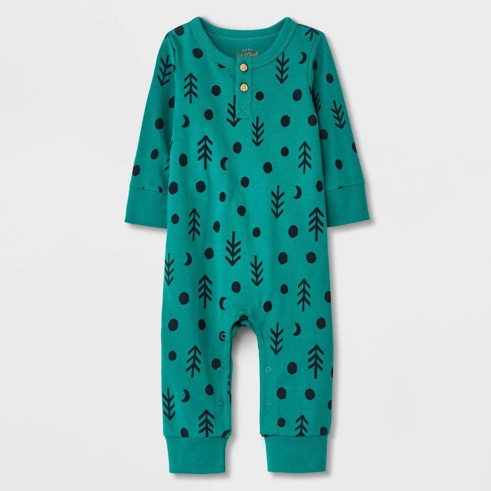 Baby Tree Henley Romper - Cat & Jack Green Newborn