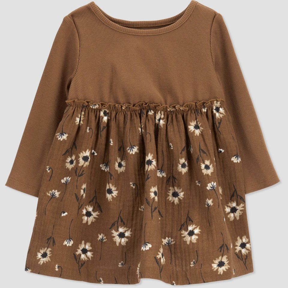 Carter's Just One You Baby Girls' Floral Dress - Brown/White 9M