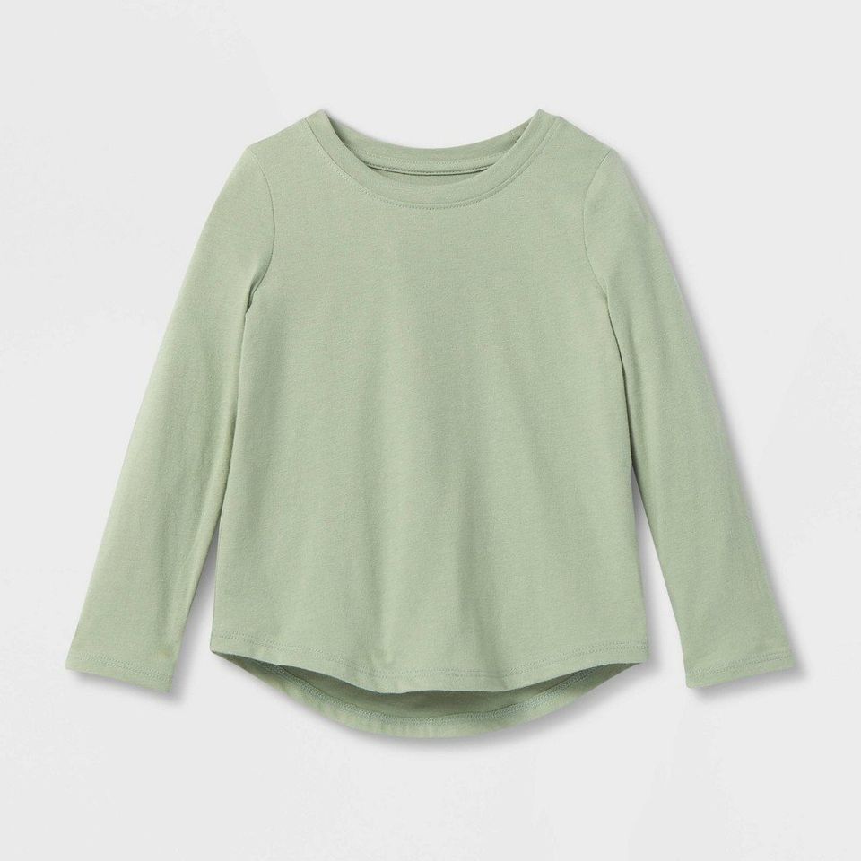 Toddler Girls' Solid Long Sleeve T-Shirt - Cat & Jack Green 4T