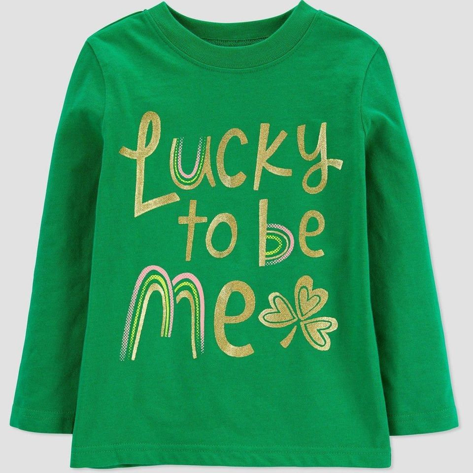 Carter's Just One You Toddler Girls' 'Lucky To Be Me' T-Shirt - Green 2T