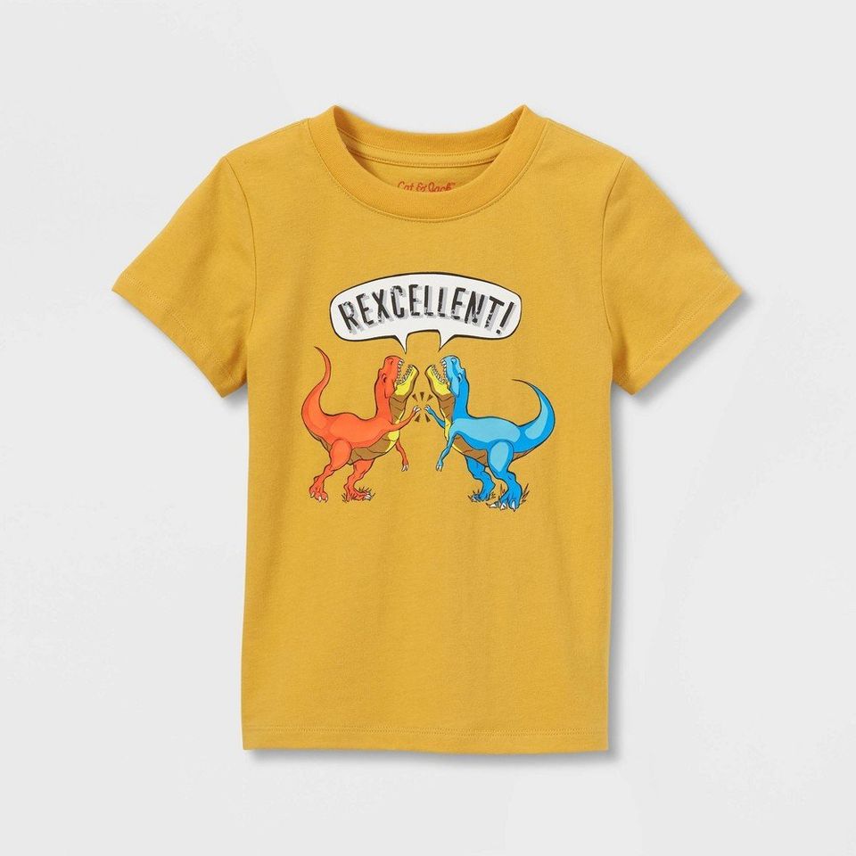 Toddler Boys' 'Rexcellent' Short Sleeve Graphic T-Shirt - Cat & Jack Yellow 12M