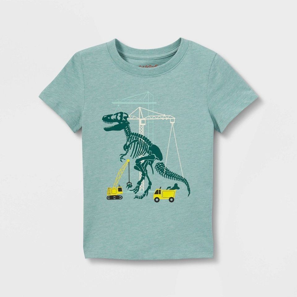 Toddler Boys' Construction Dino Short Sleeve Graphic T-Shirt - Cat & Jack Green 12M