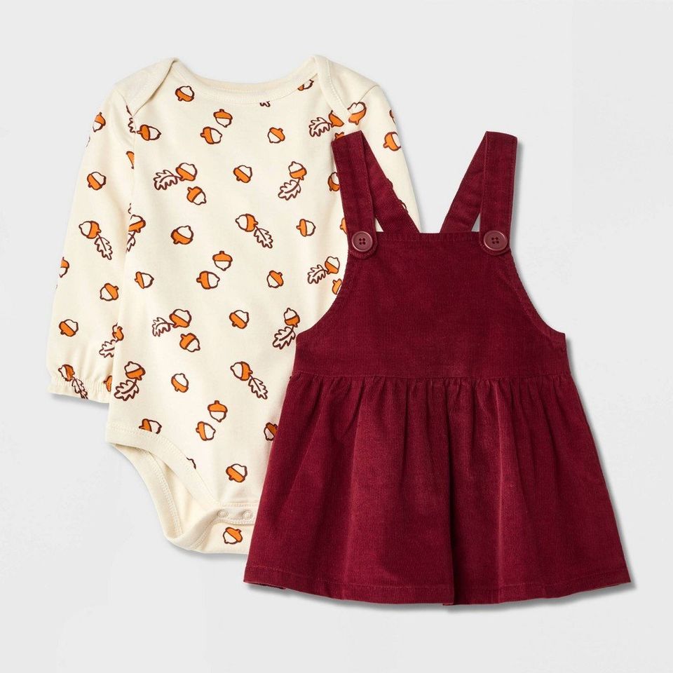 Baby Girls' Corduroy Skirtall Set - Cat & Jack Maroon 24M, Red