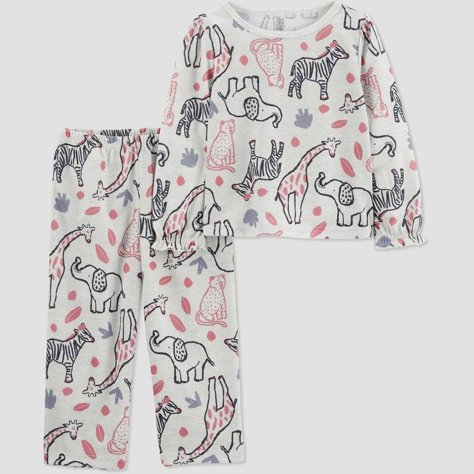 Carter's Just One You Toddler Girls' 2pc Zoo Animal and Polka Dots Pajama Set - Black 12M