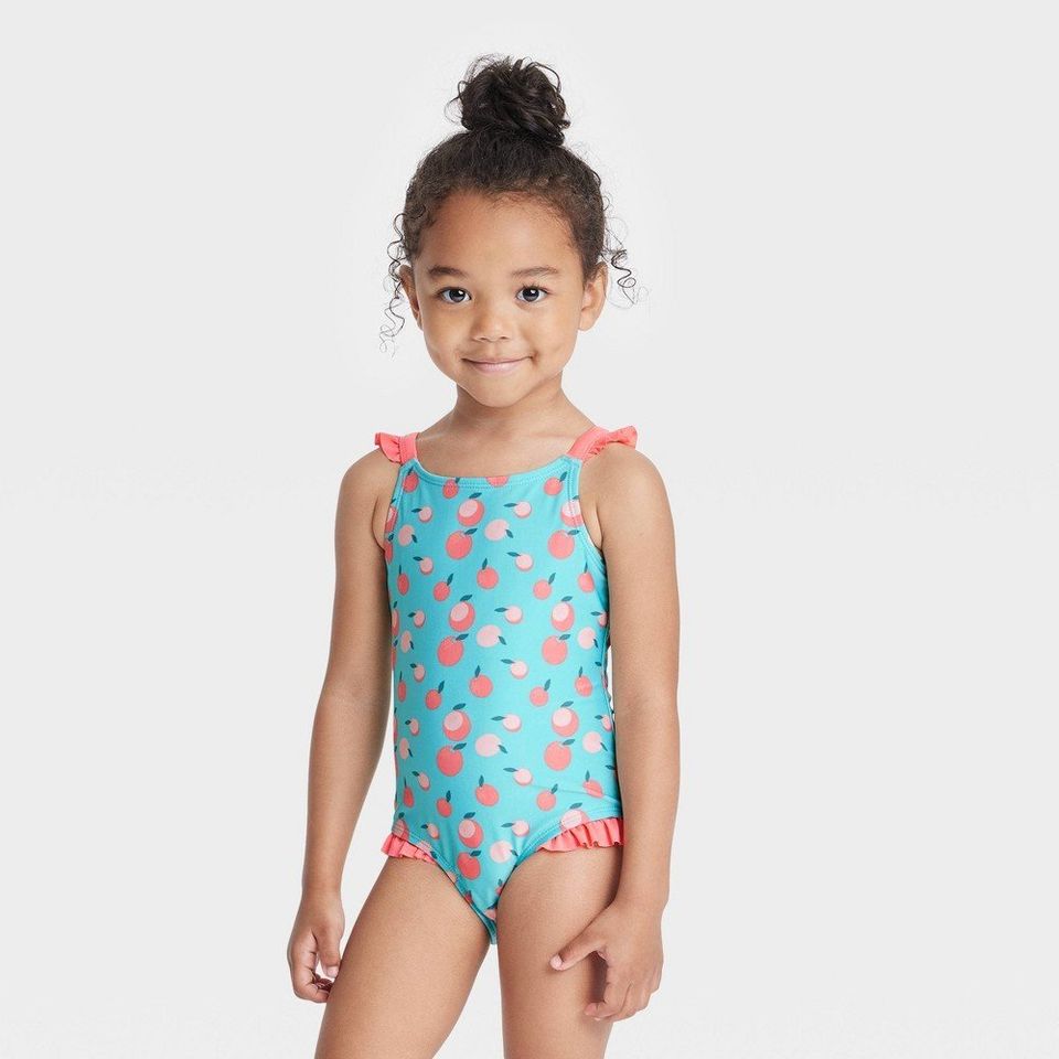 Baby Girls' Peach Print One Piece Swimsuit - Cat & Jack - 18M