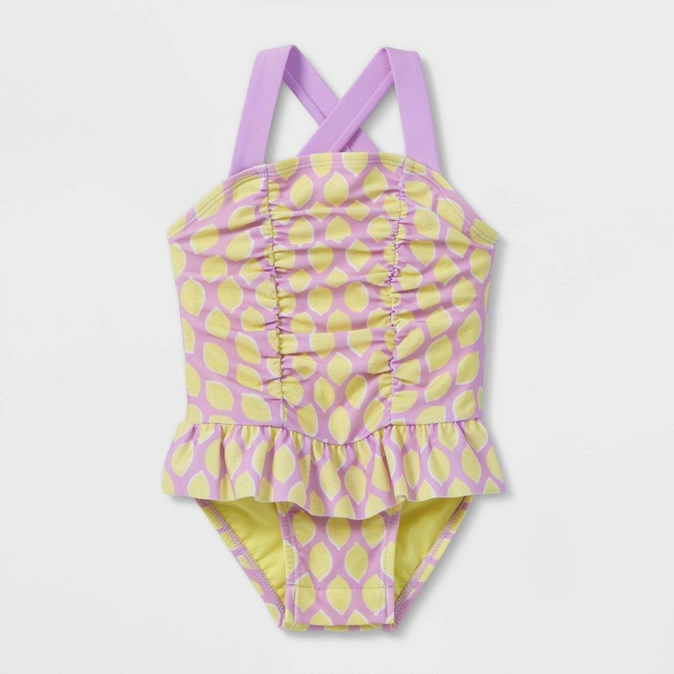 Baby Girls' Fruit Print One Piece Swimsuit - Cat & Jack Yellow 3-6M