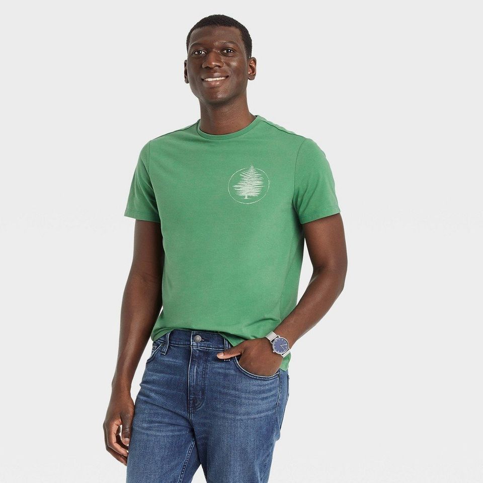 Men's Short Sleeve Graphic T-Shirt - Goodfellow & Co Green/Tree S