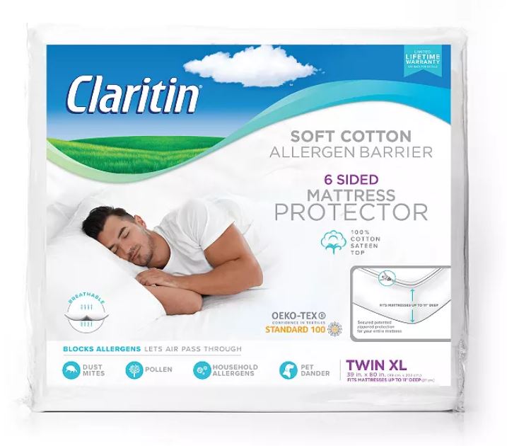 Claritin Cotton Full Mattress Protector White (Retail Price $84.99)