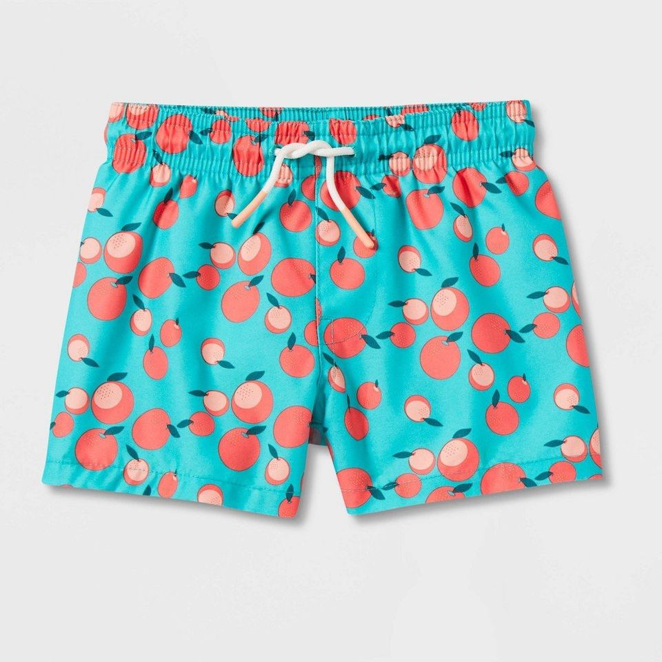 Baby Boys' Fruit Print Swim Shorts - Cat & Jack Peach Orange 0-3M