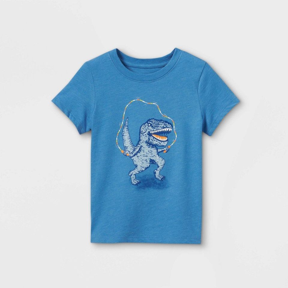 Toddler Boys' Dino Jump Rope Graphic Short Sleeve T-Shirt - Cat & Jack Blue 18M