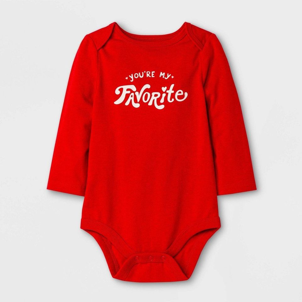 Baby Girls' Valentine Long Sleeve Bodysuit - Cat & Jack Red 0-3M