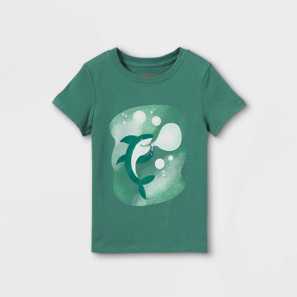 Toddler Boys' Shark Bubble Graphic Short Sleeve T-Shirt - Cat & Jack Green 12M